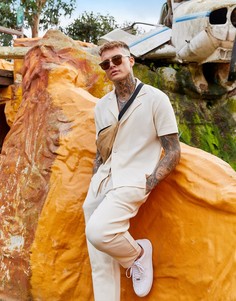 Кремовые джоггеры от комплекта с фиксированным поясом ASOS DESIGN-Бежевый