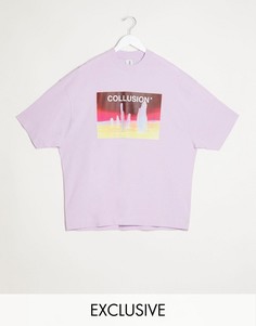 Oversized-футболка с фотопринтом COLLUSION-Фиолетовый