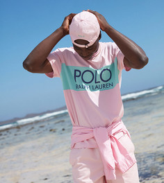 Розовая футболка с голубой вставкой с логотипом Polo Ralph Lauren x ASOS-Розовый