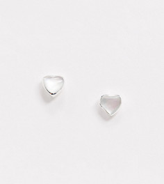 Серебряные серьги-гвоздики с сердечками ASOS DESIGN-Серебряный
