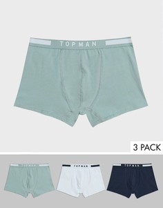 Набор из 3 трусов (хаки, голубой, темно-синий) Topman-Мульти
