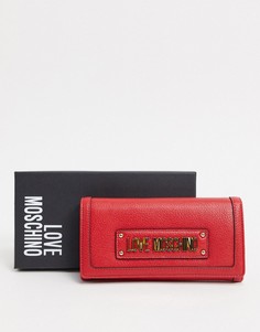 Красный кошелек с цепочкой Love Moschino