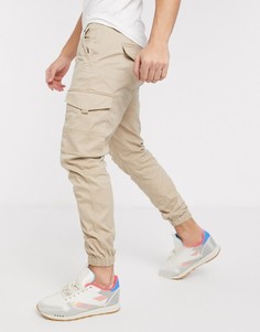 Светло-бежевые узкие брюки карго с манжетами Jack & Jones Intelligence-Светло-коричневый