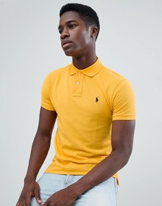 Желтое узкое поло из пике с логотипом Polo Ralph Lauren-Желтый