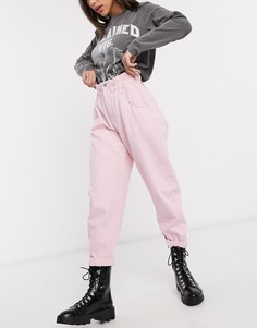 Розовые свободные брюки с эластичным поясом Bershka-Розовый