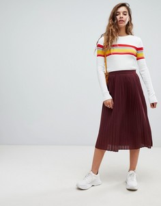 Трикотажная плиссированная юбка миди ASOS DESIGN-Красный