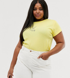 Лимонно-желтая футболка с надписью "honey" New Look Curves-Желтый