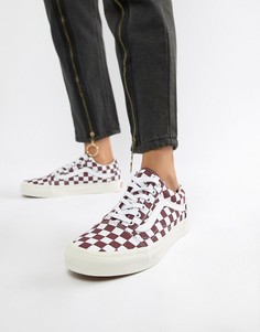 Бордовые кроссовки с узором в шахматную клетку Vans Old Skool-Красный