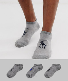 Набор из 3 пар спортивных носков серого цвета с полосками и логотипом Polo Ralph Lauren-Мульти