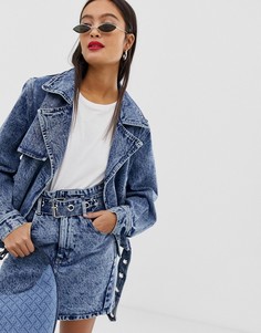 Мраморная джинсовая oversize-куртка Signature 8-Синий