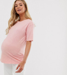 Розовая футболка бойфренда с эффектом кислотной стирки New Look Maternity-Серый