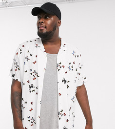 Рубашка классического кроя с отложным воротником и принтом бабочек ASOS DESIGN Plus-Белый