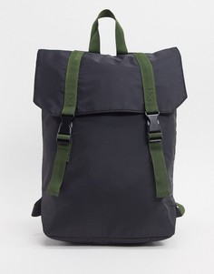 Черный рюкзак с двойными лямками цвета хаки ASOS DESIGN