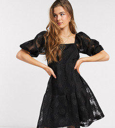 Черное свободное платье миди с вышивкой ASOS DESIGN Tall-Черный