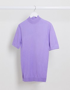 Фиолетовая трикотажная футболка с высоким воротником ASOS DESIGN-Фиолетовый