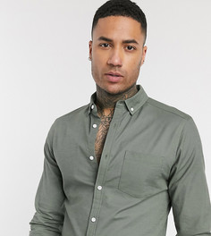 Облегающая оксфордская рубашка цвета хаки ASOS DESIGN Tall-Зеленый