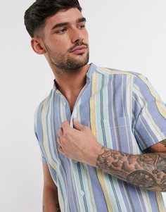 Оксфордская рубашка в полоску пастельной расцветки с воротником-стойкой ASOS DESIGN-Фиолетовый