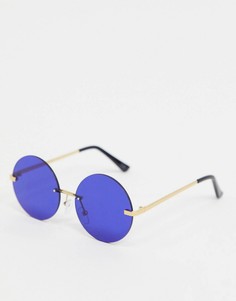Круглые солнцезащитные очки без оправы ASOS DESIGN-Золотой