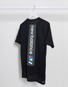 Черная футболка с принтом на спине New Balance Running heathertech-Черный