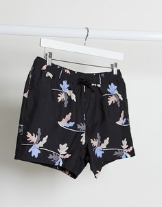 Короткие шорты для плавания с лиственным принтом ASOS DESIGN-Мульти