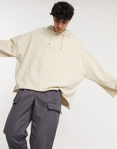 Бежевое худи из органического хлопка с необработанным краем ASOS DESIGN-Бежевый