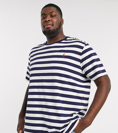 Футболка в темно-синюю и белую полоску с логотипом Polo Ralph Lauren Big & Tall-Темно-синий