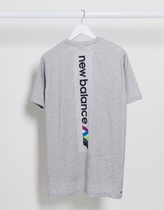 Серая футболка с принтом на спине New Balance Running heathertech-Серый