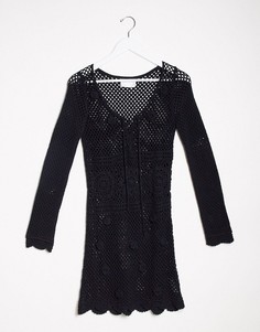 Платье мини с отделкой кроше ASOS DESIGN-Черный