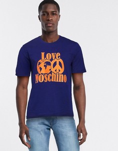 Футболка с принтом символа мира Love Moschino-Синий