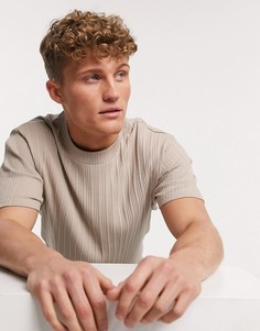 Oversized-футболка в рубчик Brave Soul-Светло-бежевый