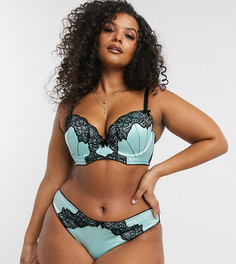 Атласные трусы мятного цвета с кружевной отделкой Ann Summers Curve-Зеленый