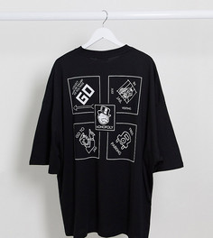 Футболка в стиле oversized с принтом на груди и спине ASOS DESIGN Plus-Черный