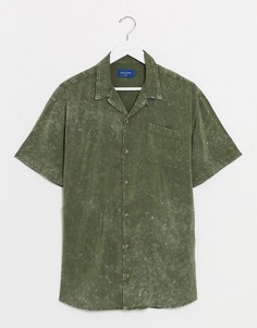 Рубашка хаки с короткими рукавами и отложным воротником Jack & Jones Originals-Зеленый