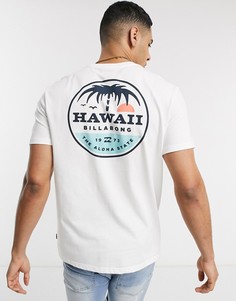 Белая футболка с принтом на спине Billabong-Белый