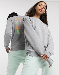 Свободный свитшот с принтом на спине и вышивкой ASOS DESIGN x glaad& unisex-Серый