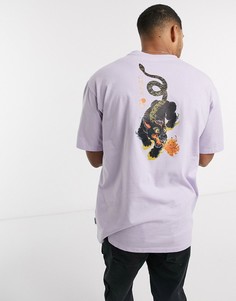 Лавандовая oversized-футболка с принтом дракона на спине Only & Sons-Фиолетовый