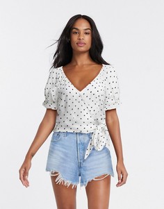 Белая блузка в горошек Miss Selfridge-Белый