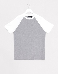 Белая футболка с контрастными рукавами реглан ASOS DESIGN-Мульти