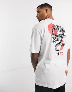 Белая эксклюзивная oversized-футболка с принтом "дракон" Only & Sons-Белый