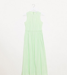 Платье макси без рукавов из поплина Topshop Boutique-Зеленый