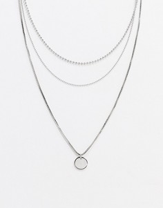 Серебристое ярусное ожерелье Topshop-Серебряный