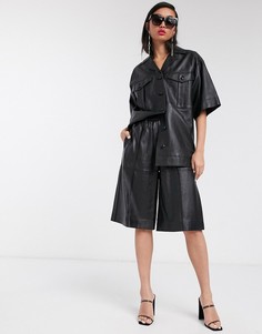 Черные кожаные шорты Topshop Boutique-Черный