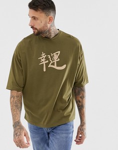 Oversize-футболка с принтом "good life" ASOS DESIGN-Коричневый