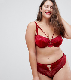Красный уплотненный бархатный бюстгальтер на косточках ASOS CURVE