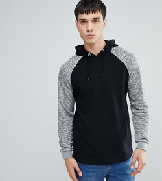 Худи черного цвета с контрастными рукавами реглан ASOS DESIGN Tall-Черный