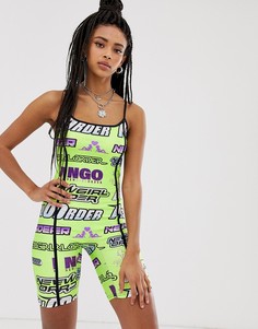 Комбинезон на бретельках с логотипом и кантом New Girl Order-Мульти