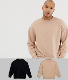 2 оversize-свитшота (черный/бежевый) ASOS DESIGN-Мульти