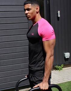 Обтягивающая спортивная футболка с контрастными рукавами реглан ASOS 4505-Черный