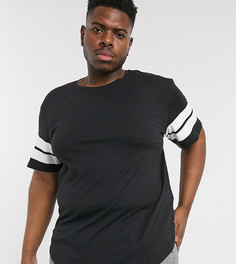 Черная длинная футболка с полосками на рукавах Only & Sons-Черный