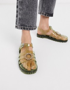 Зеленые сандалии с отделкой ASOS DESIGN-Зеленый